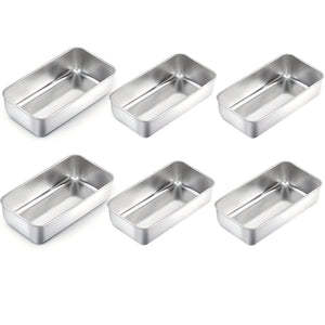 PRUCHEF - 6 Pcs Rectangular 304 Stainless Steel Bread Loaf Pan Set - Silver