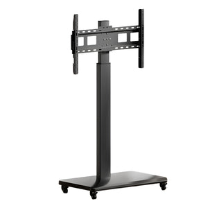 NERDY ADMIN - Portable Rolling Floor TV Stand with Swivel & Adjustable Height - Black