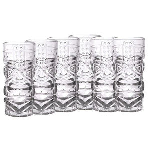 BAR VISOR - 6 Pcs Lead Free Tiki Style Glass Drinkware Cocktail Glass - Clear