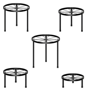 Herqona - 5 Pcs Iron Plant Stand Flower Pot Holders for Indoor & Outdoor - Black