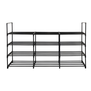 Pract Pack - 4 Layer Durable Steel Shoe Shelf Storage with Plastic Connectors – Black