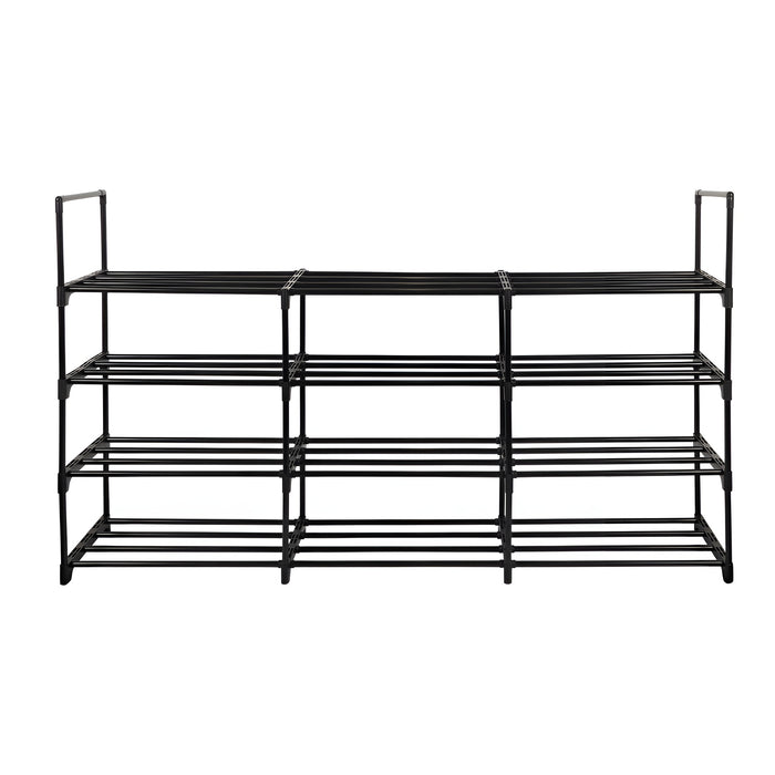 Pract Pack - 4 Layer Durable Steel Shoe Shelf Storage with Plastic Connectors – Black