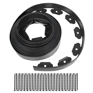 Herqona - 40ft PE Garden Landscape Edging with Anchoring Spikes and Nails - Black