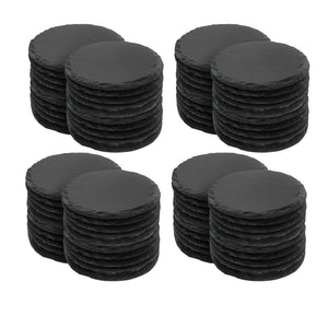 PRUCHEF - 60 Pcs Round Slate Coasters with Anti Scratch Bottom for Kitchen - Black