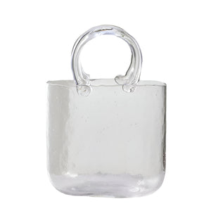 Volamor - Glass Purse Shaped Decorative Centerpiece Vase for Flowers & Home - Clear