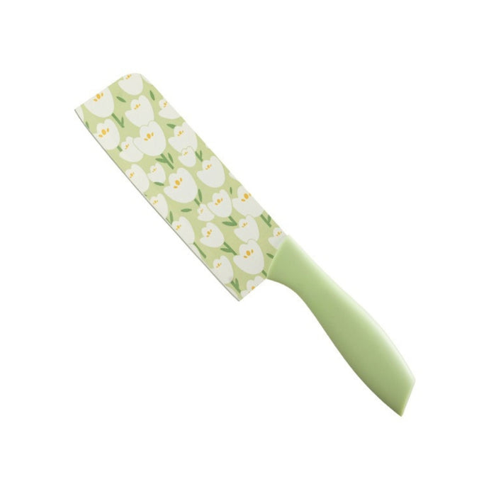 Pruchef - Floral Printing Kitchen Knife with Sheath - Mint Green