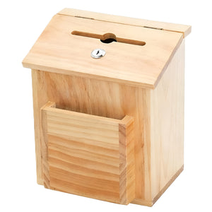 TUGO PLAY - Pine Wood Suggestion Box with Lock & Side Card Holder - Natural