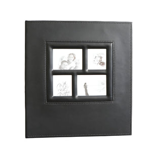NERDY ADMIN - 600 Pockets PU Leather Photo Album with Window Cover - Black