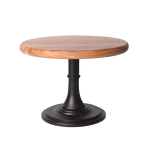 PRUCHEF - 25.5cm Premium Acacia Wood Cake Stand with Pedestal - Natural Wood