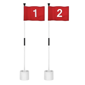 TUGOPLAY - Mini Golf Flag Set with Fiberglass Poles, Cups & Nylon Flags - Red
