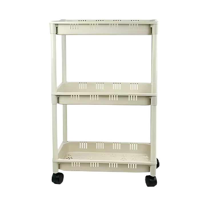 Pract Pack - 3 Layer Commodity Shelf Organizer Trolley Cart - Beige