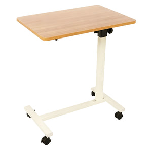 NERDY ADMIN - 60×40cm Steel & Plastic Adjustable Height Side Table with Wheels - Brown