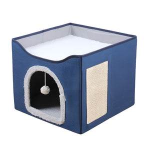 WIGWAGGA - 34cm Enclosed Indoor Cat House with Top Lounge Platform - Grey