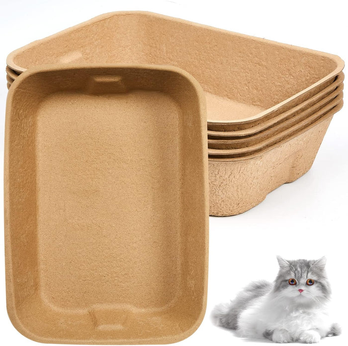 WigWagga - 5 Pcs Disposable & Waterproof Litter Box for Cats - Brown