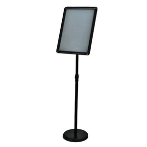 NERDY ADMIN - Metal & Plastic Pedestal Poster Sign Stand with Stable Round Base - Black