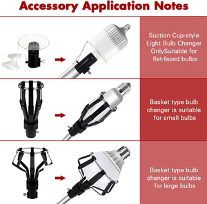 SuaTools - 12FT Telescopic Light Bulb Changer with Extension Pole - Silver