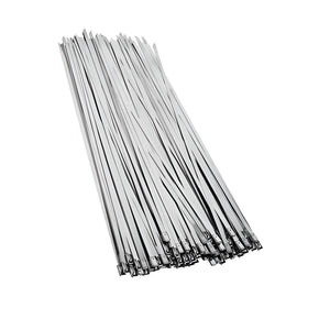 SUATOOLS - 100 Pcs Stainless Steel Cable Ties With Self Locking Zip Ties - Silver