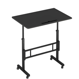 NERDY ADMIN - 80×40cm Adjustable Standing Computer Desk with Wheels - Black