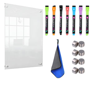 NERDY ADMIN - 40×30cm Acrylic Magnetic Fridge Message Board with Markers & Towel - Clear