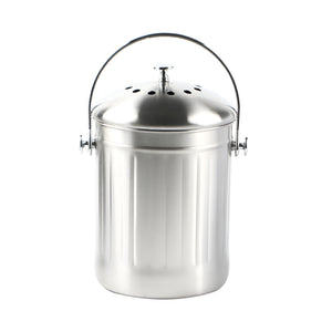 PRUCHEF - 28cm Countertop Stainless Steel Compost Bin with Charcoal Filter - Silver