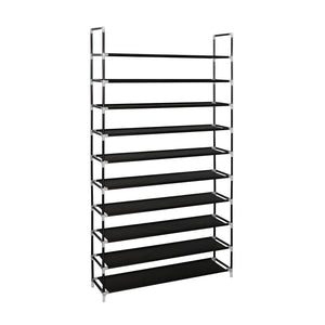 Pract Pack - 10 Tier Durable Organizer Shoe Storage Rack for 50 Pairs - Black