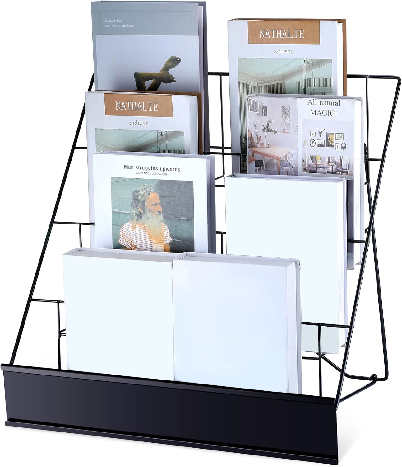 Pract Pack - 4 Tier Book Display Rack Magazine Wire Display Stand - Bl ...