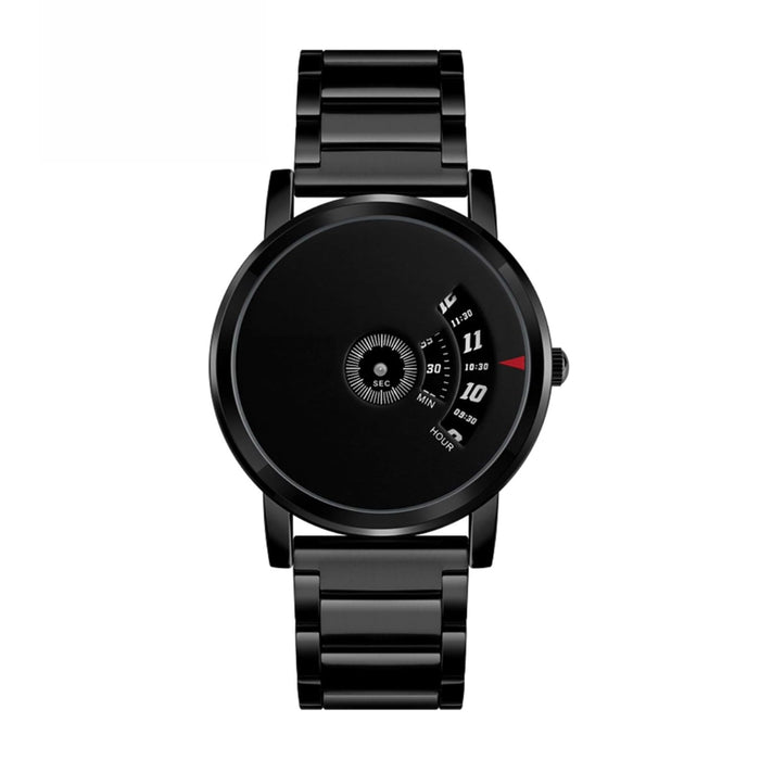 Volamor - Men's Minimalist Turntable Dial Wristwatch with Mesh Band - Black