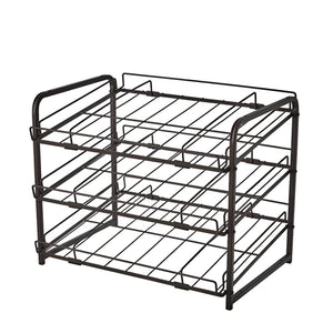 Pract Pack - 3Tier Carbon Steel Stackable Can Rack Dispenser for Pantry Storage - Black