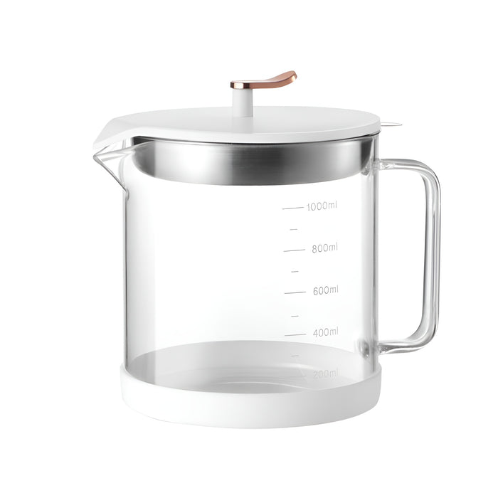 Pruchef - 1L High Borosilicate Glass Oil Container with Strainer - White