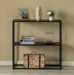 Pract Pack - Small Entryway Table,  Narrow Console Table with Shelves - Black