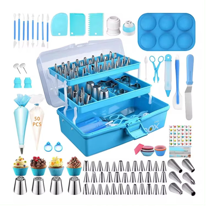 Pruchef - 236 Pcs Cake Decorating Accessories with Storage Box - Blue