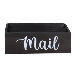 Nerdy Admin - 28 cm Wood Mail Holder Desktop Organizer with 4 Slots - Black