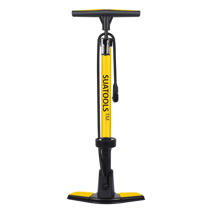 SuaTools - 160PSI Bicycle High Pressure Floor Pump with Gauge - Yellow