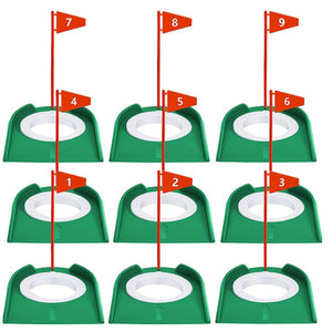 Herqona - 9 Pcs Golf Putting Cup for Practicing Backyard Trainer - Green