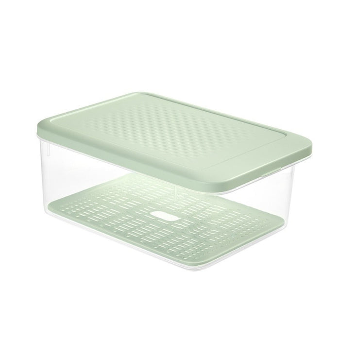 Pruchef - 31.4 x 22.7 x 13.2cm Drainable Storage Box With Lid - Mint Green