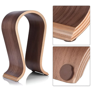 GajToys - 16x25x10 cm Walnut Wood Headphone Stand with Anti Slip Base - Brown