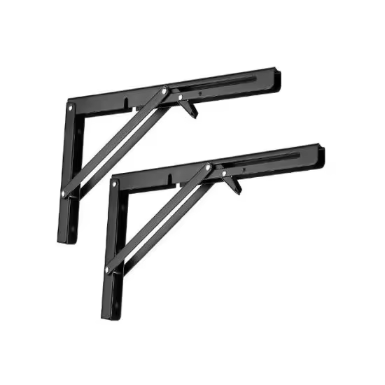 Pract Pack - 2 Pcs Folding Stainless Steel Shelf Brackets - Black