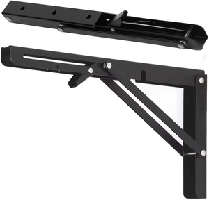 Pract Pack - 2 Pcs Folding Stainless Steel Shelf Brackets - Black