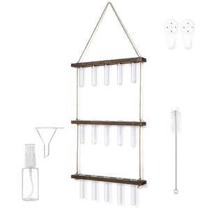 Herqona - 3 Tier Wall Hanging Planter Propagation Terrarium With Glass Test Tubes