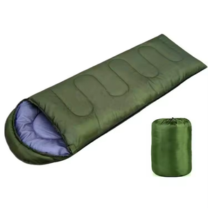 Herqona - Hooded Camping Sleeping Bag 180cm - Army Green