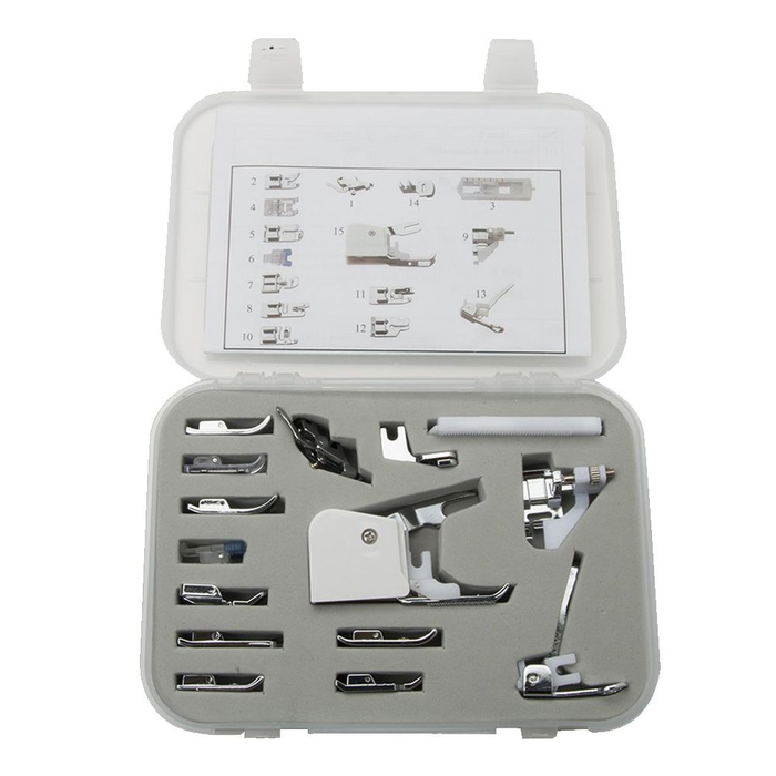 SuaTools - 15 in 1 Universal Sewing Machine Presser Feet Kit with Box