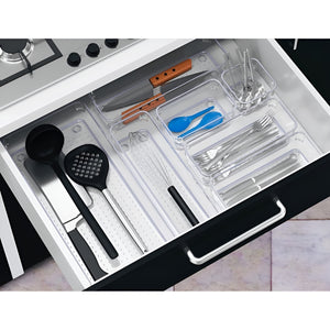 Volamor - 10 Pcs Clear Acrylic Drawer Organizer Trays for Home & Office - Transparent