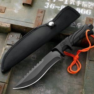 Herqona - 27cm Stainless Steel Camp Knife with Sheath for Outdoor use – Black