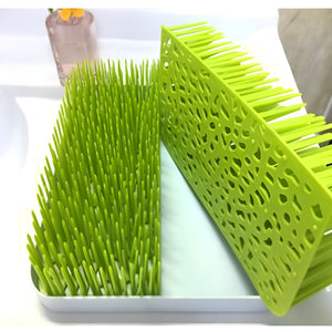 Pruchef - 23.4 cm Plastic Grass Style Baby Bottle Drying Rack with Tray - Green