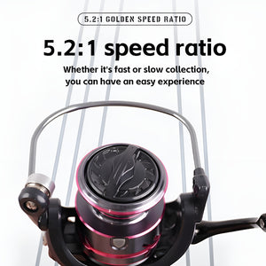 Herqona - Sleek Alloy Design Spinner Fishing Reel with 14 Bearings - Black