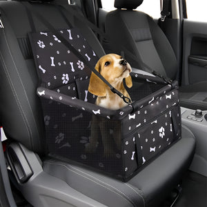 WigWagga - 35x40x25 cm Foldable Pet Booster Car Seat with Clip On Leash – Black