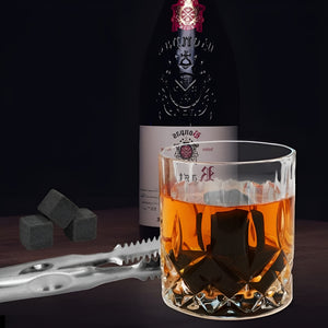Bar Visor - 2 Pcs Whisky Glass Gift Set with Wooden Box & Accessories - Brown