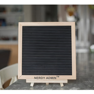 Nerdy Admin - Oak Frame Black Felt Letter Board - 340 Letters and Symbols