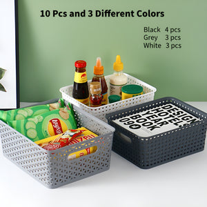 Pract Pack - 10Pcs Plastic Storage Basket Bins Shelf Organizer for Multipurpose