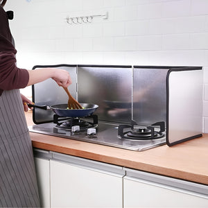 Pruchef - 76x29.5x30cm Oil & Grease Splatter Guard for Stove or Cooktop – Silver